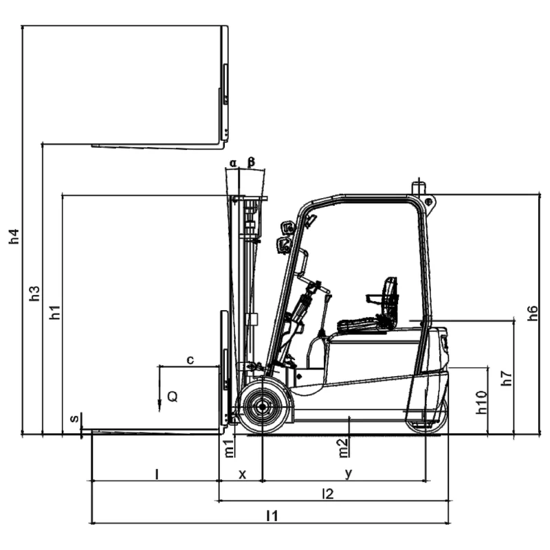 Premium elektrisk 3-hjuls gaffeltruck ECV20T – produktbilde 4