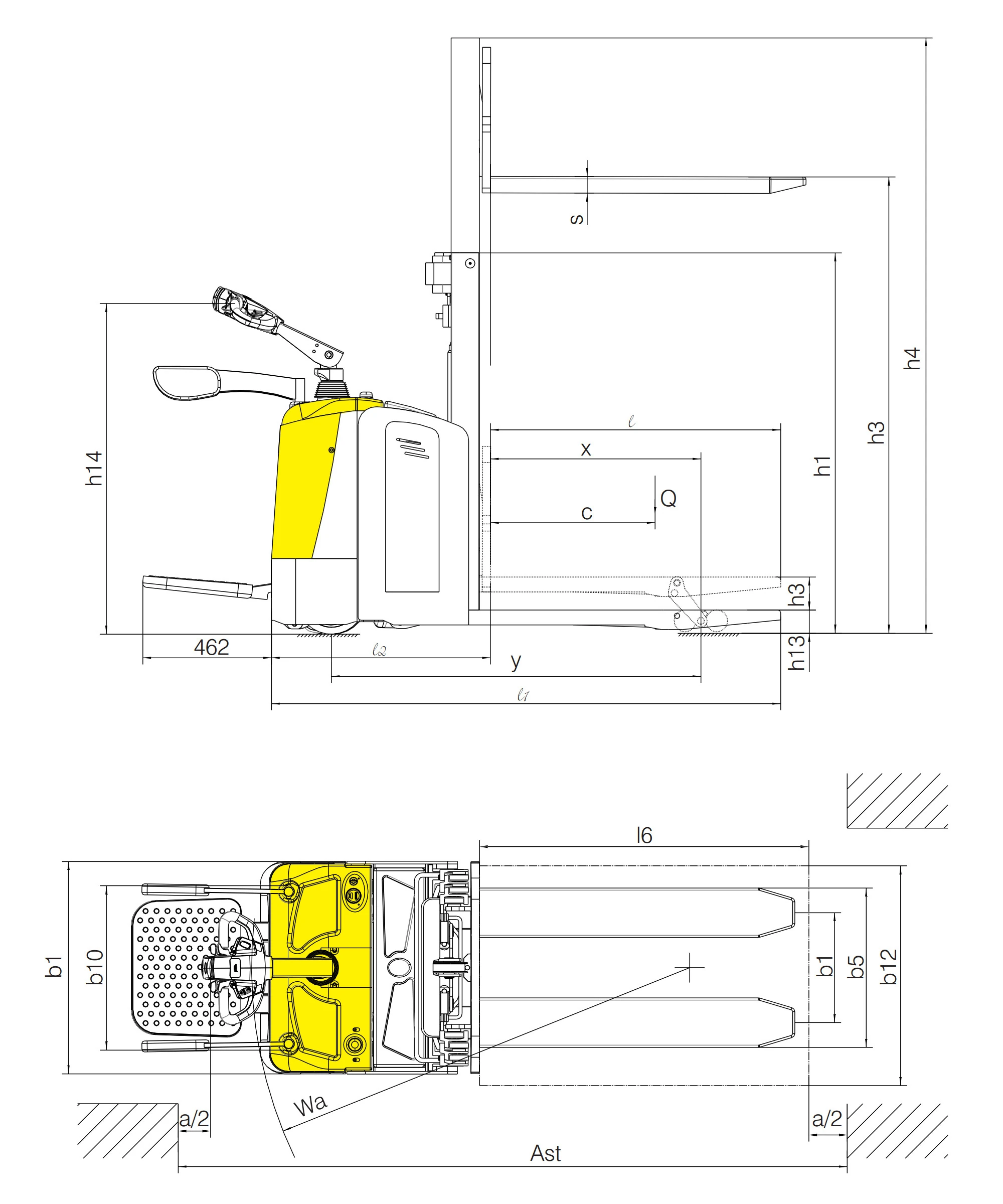 Elektrisk dobbeltdekker-palletruck EVP20-IP for transport av to paller