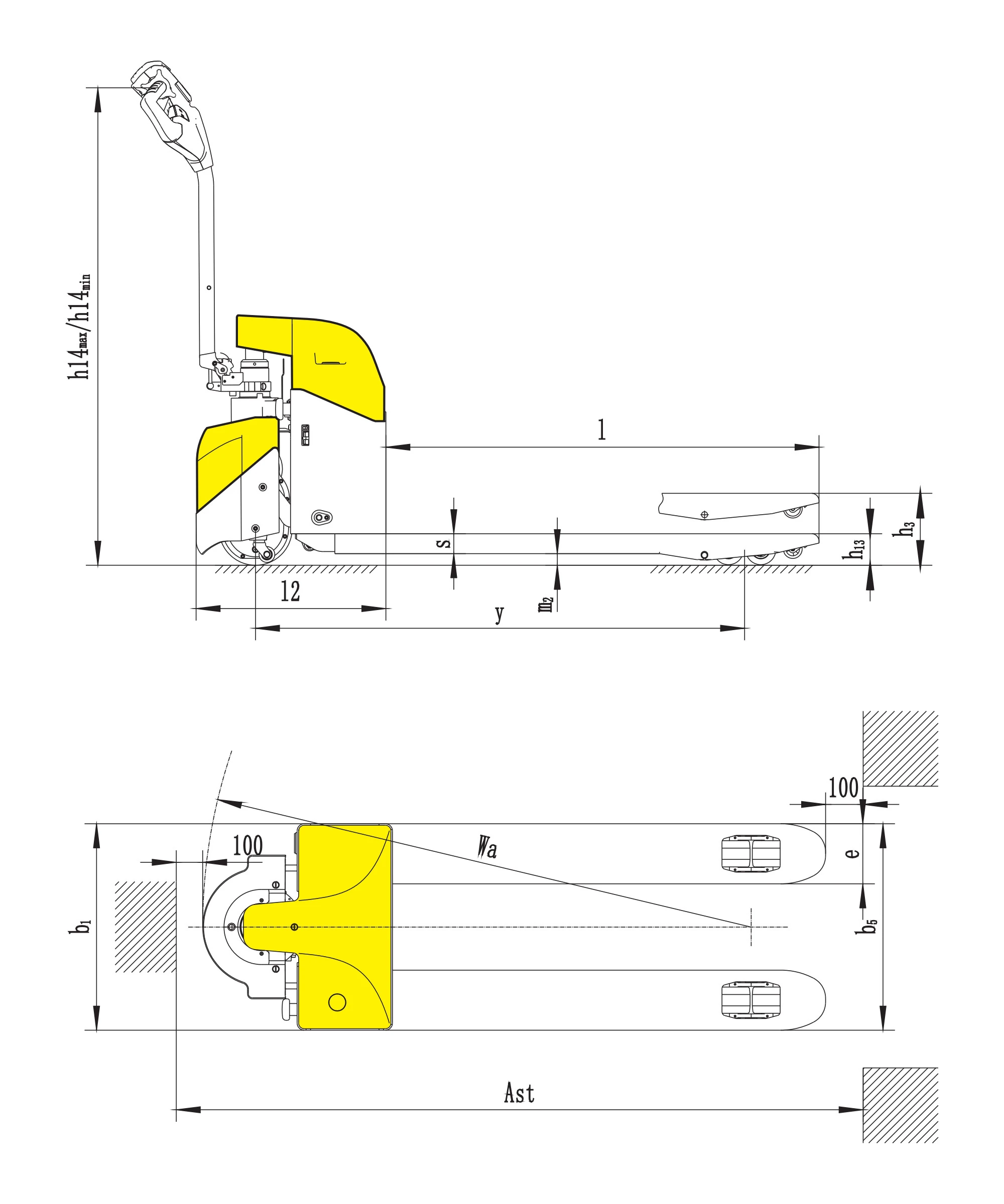 Elektrisk palletruck EPV15H, EPV18H og EPV20H med kompakt svingradius