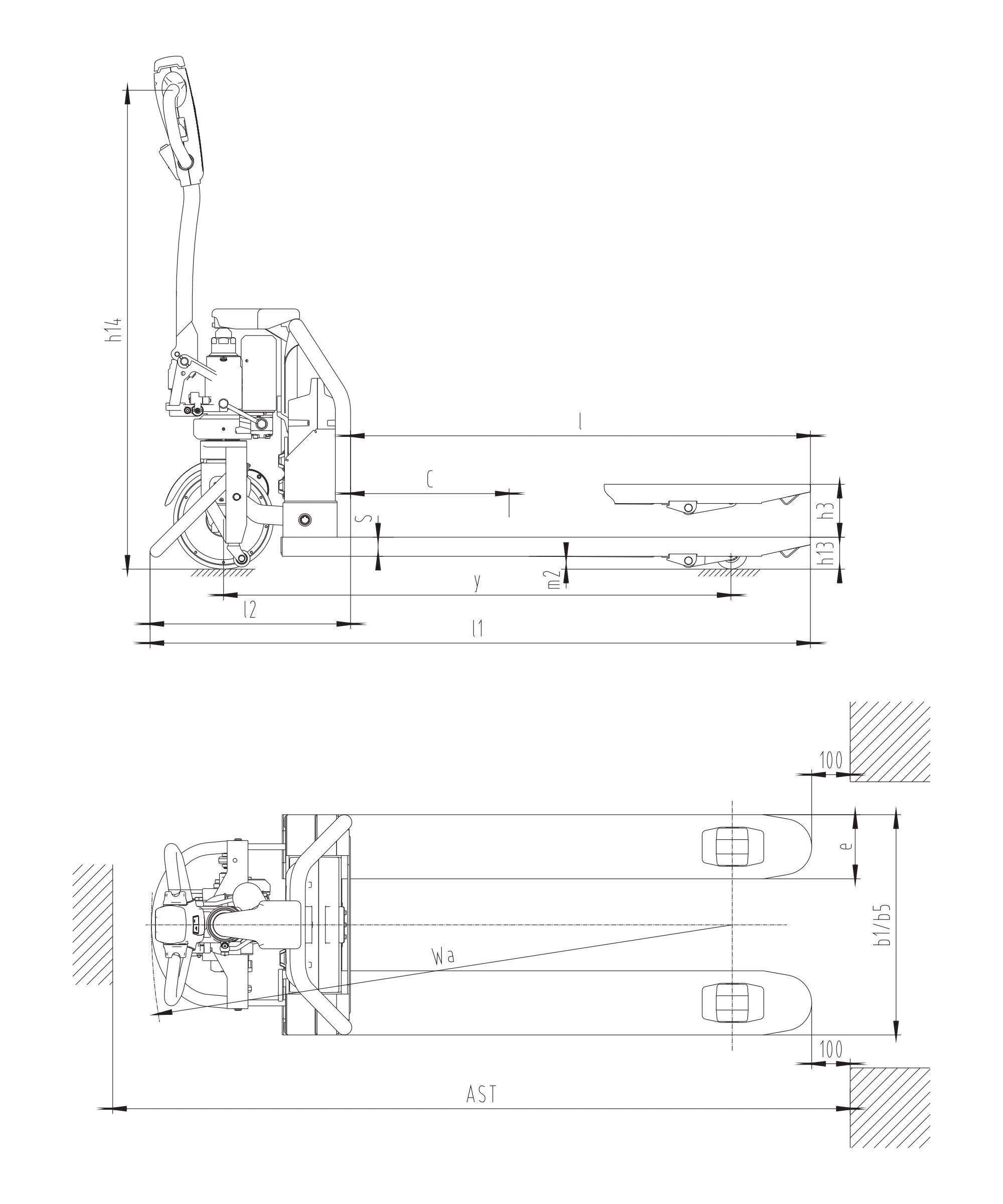 Li-ion-palletruck EPV15LD-Li med regenerativ elektromagnetisk brems