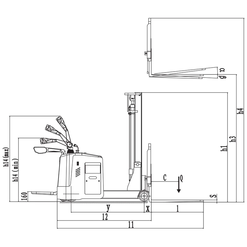 Elektrisk pallestabler med motvekt EVVP15-P, 1500 kg – produktbilde 2