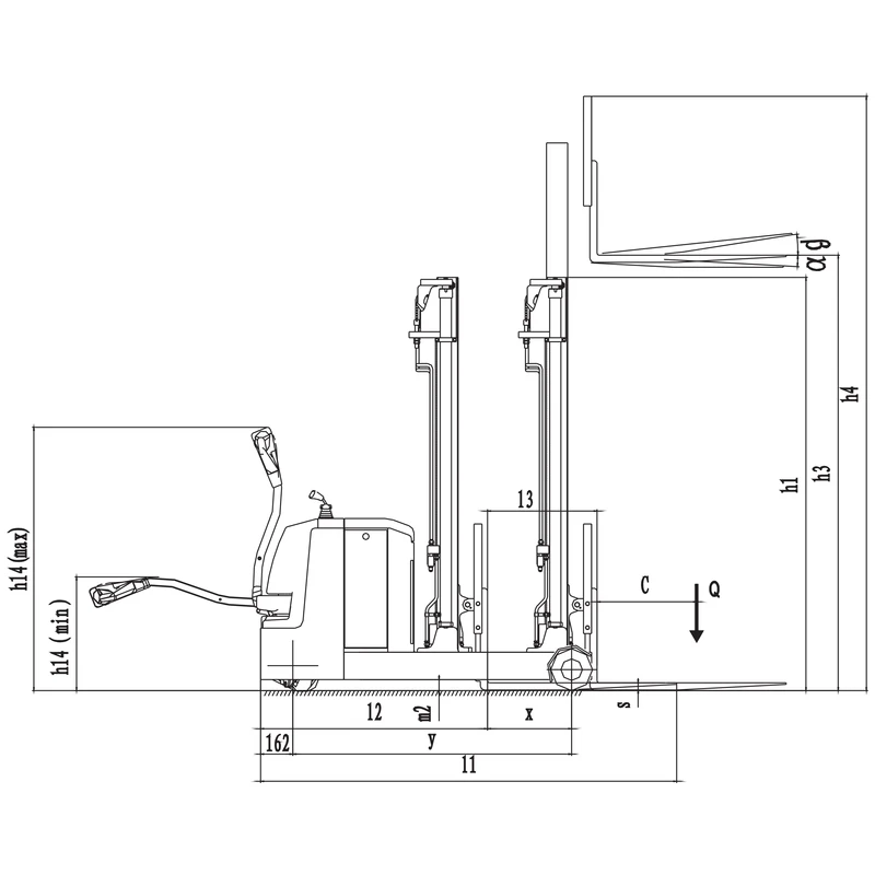 EVVP12C/EVVP15C elektrisk motvektstabler med tiltbare gafler