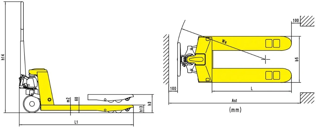 Måltegning for kraftig manuell palletruck RPV5000HD 5000 kg