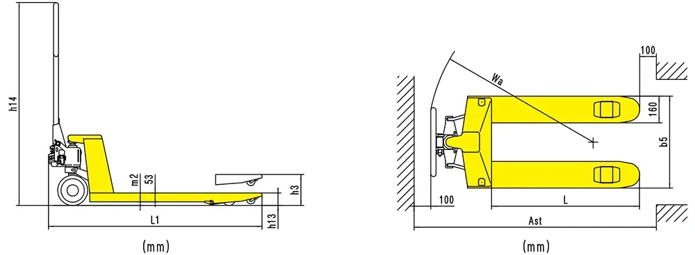 Måltegning for manuell palletruck RPV2500PT/RPV3000PT
