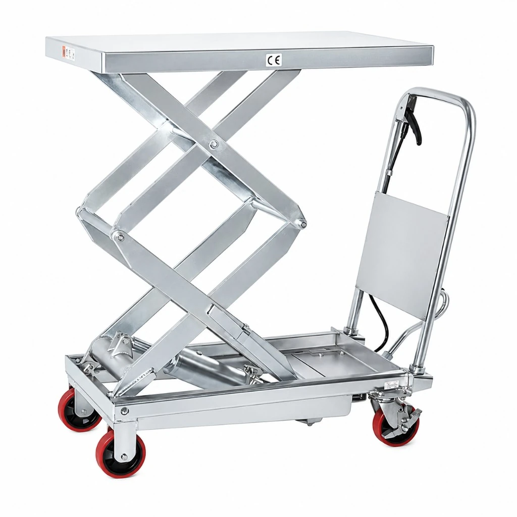 Mobilt løftebord med dobbel saks i rustfritt stål (MPS350DS) 350 kg