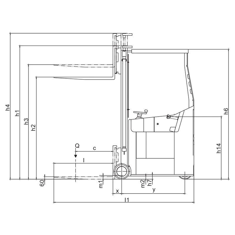 Smalgangsgaffeltruck REV10ST-A/REV10ST-B, 1000 kg og 3000 mm – bilde 2